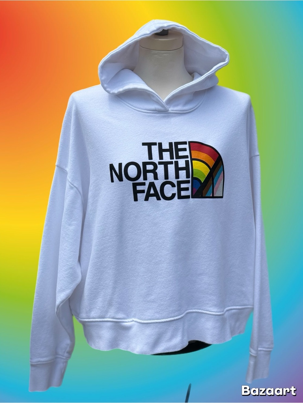 The North Face Hoodie Womens XXL Pride Rainbow Logo Cropped Sweatshirt